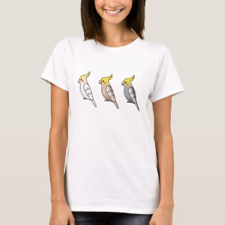 Three Cute Cartoon Cockatiel Parrot Birds T-Shirt