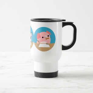 Three Cute Cartoon Piglets at Study Commuter Mug