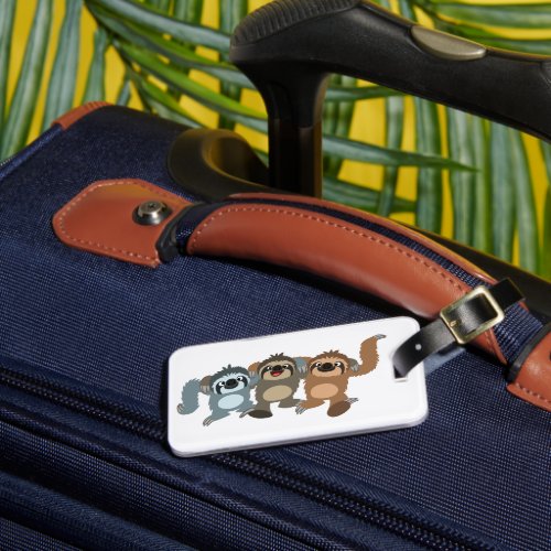 Three Cute Cartoon Sloths Luggage Tag