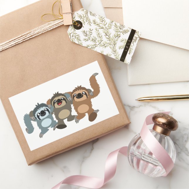 Three Cute Cartoon Sloths Sticker (Gifting)