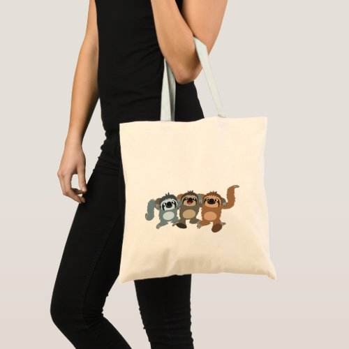 Three Cute Cartoon Sloths Tote Bag