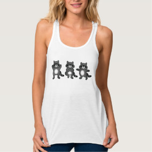 Three Cute Cartoon Yoga Raccoons Tank Top