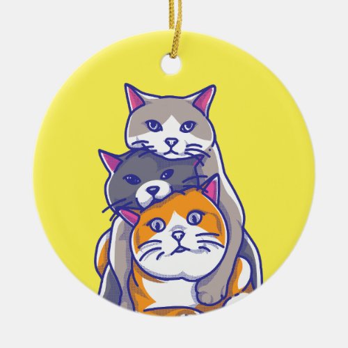 Three cute cats ceramic ornament design