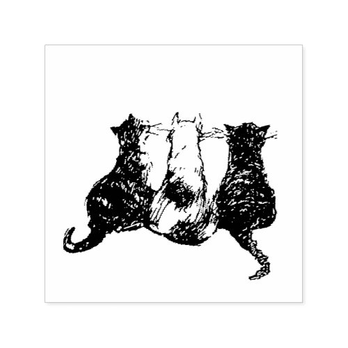 Three cute cats in a row self_inking stamp