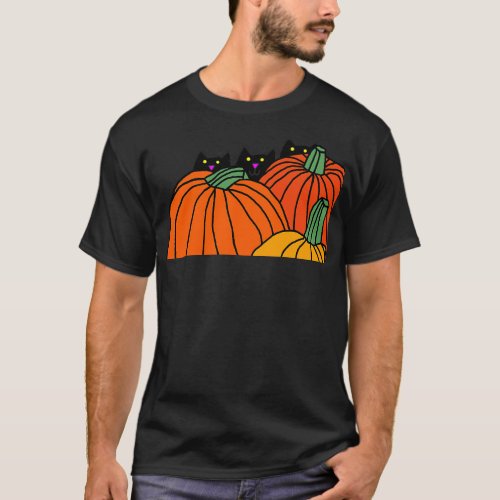 Three Cute Cats Three Pumpkins T_Shirt