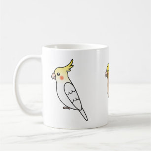 Three Cute Cockatiel Cartoon Birds Coffee Mug