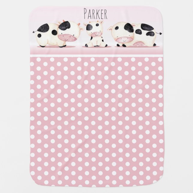 Three Cute Cows Baby Blanket (Front)