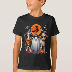 Three Cute Cows Cosplay Pirate Boo Mummy Halloween T-Shirt