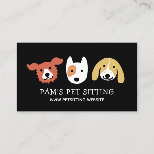 Three Cute Dog Faces  Animal Lover  Pet Care Business Card