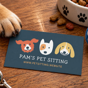 Three Cute Dog Faces Animal Lover Pet Care Business Card
