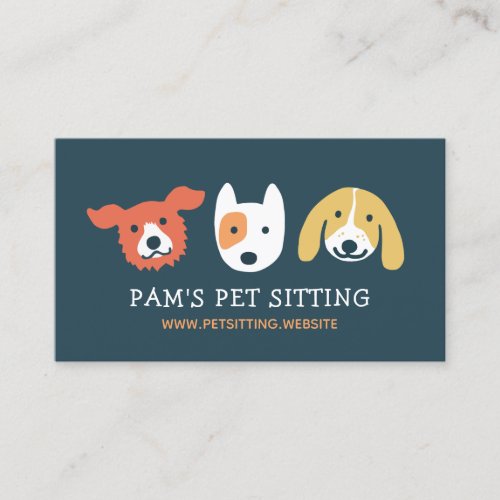 Three Cute Dog Faces  Animal Lover  Pet Care Business Card