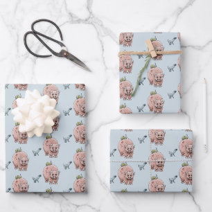 Three Cute Fantasy Dinosaurs Wrapping Paper Sheets