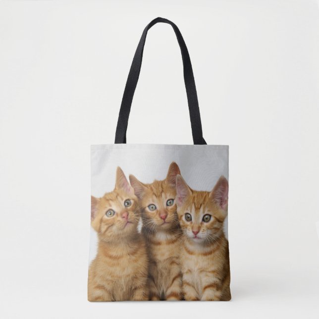 Three Cute Ginger Cat Kittens Photo -  on Shopper Tote Bag (Front)