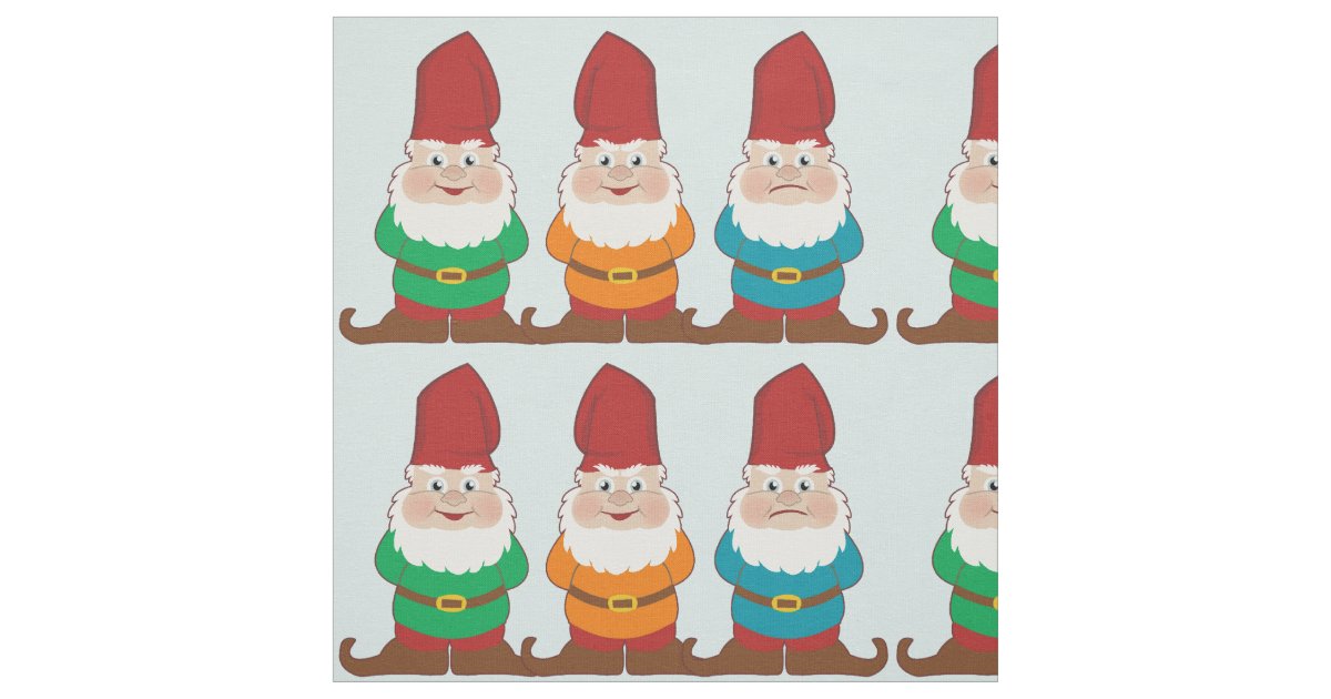 Three Cute Gnome Pattern Fabric | Zazzle