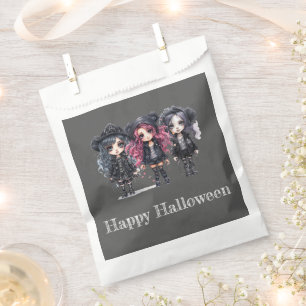 Three Cute Gothic Girls Happy Halloween Favor Bag