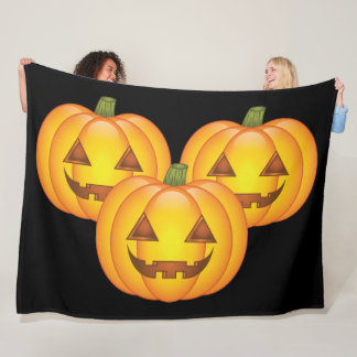Three Cute Halloween Jack O’Lantern Pumpkins Fleece Blanket