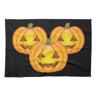 Three Cute Halloween Jack O’Lantern Pumpkins Kitchen Towel
