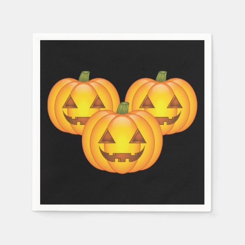 Three Cute Halloween Jack OLantern Pumpkins Paper Napkins