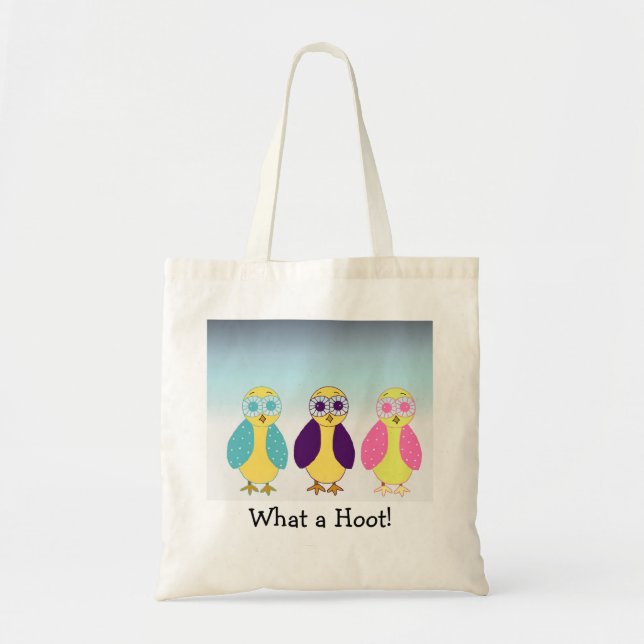 Three Cute Hooty Owls Tote Bag (Front)