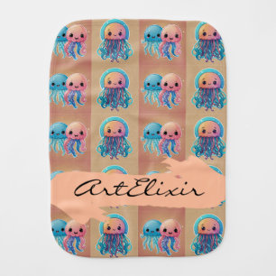Three Cute Kawaii Jellyfish Baby Burp Cloth