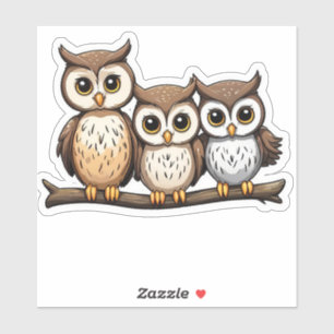 Three Cute Little Owl Sticker