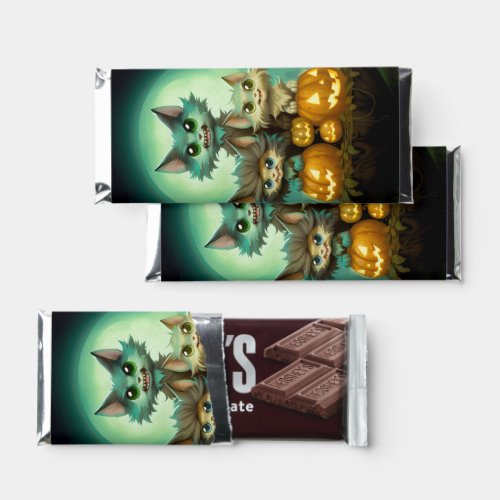 Three cute little wolf cubs are celebrating Hallow Hershey Bar Favors