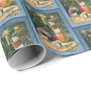 Three Cute Mice Decorate the Tree Christmas Wrapping Paper