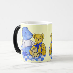 three cute old teddy bears color morph mug