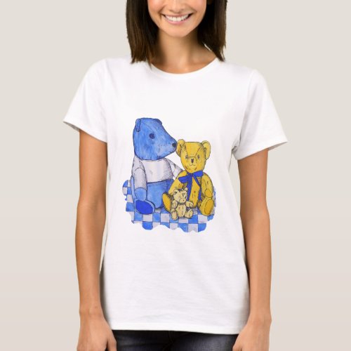 three cute old teddy bears T_Shirt