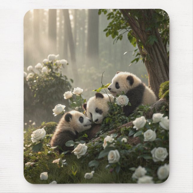 Three Cute Pandas Mouse Pad (Front)