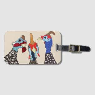 Three Cute Patterned Guinea Fowl Birds Luggage Tag
