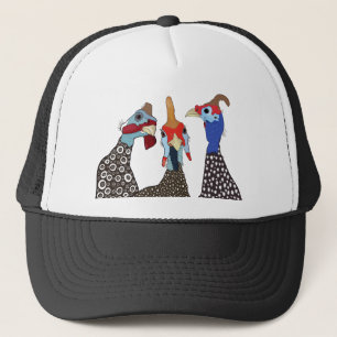 Three Cute Patterned Guinea Fowl Birds Trucker Hat