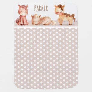 Three Cute Ponies Baby Blanket