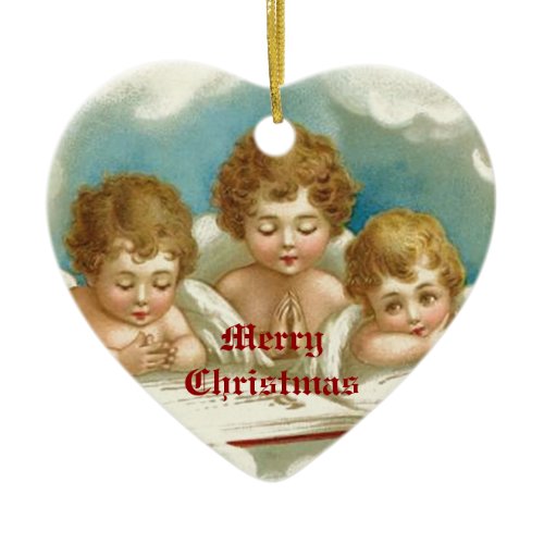 Three cute praying angels ornaments