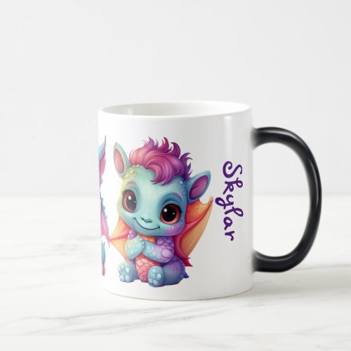 Three Cute Rainbow Dragons  Magic Mug