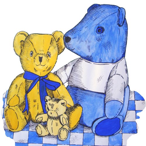 three cute teddies on picnic cloth for kids jigsaw puzzle