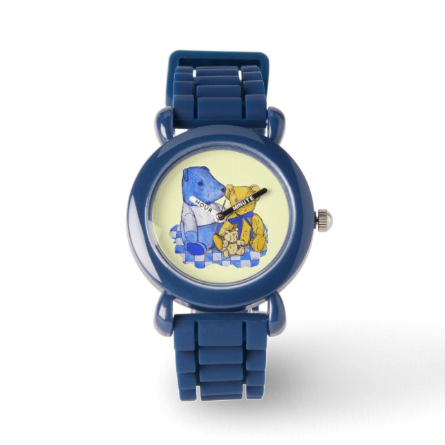 three cute teddies on picnic cloth watch (Front)