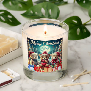 Three Cute Teddy Bears Merry Christmas Scented Candle