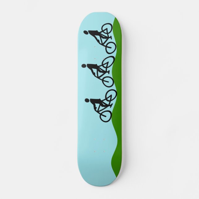 Three cyclists skateboard deck (Front)