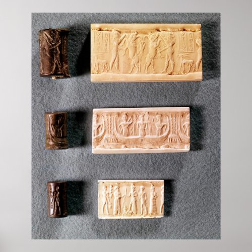 Three cylinder seals with impressions poster