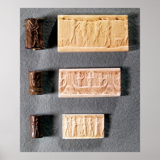 Three cylinder seals with impressions, poster (Front)