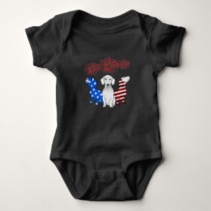 Three Dachshunds American Flag Color 4Th Of July Baby Bodysuit