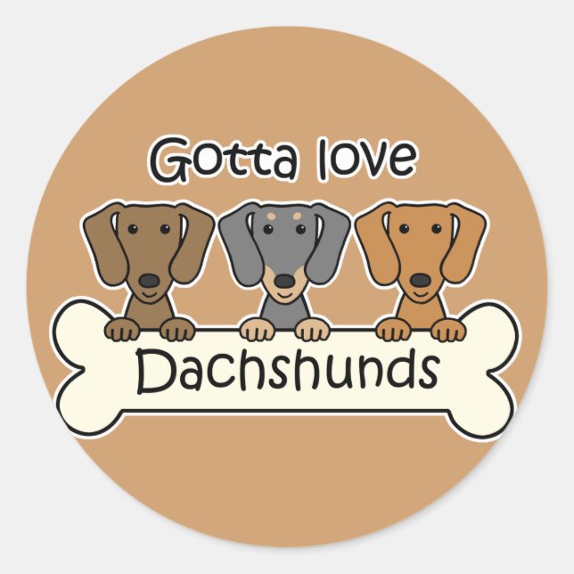 Three Dachshunds Classic Round Sticker (Front)