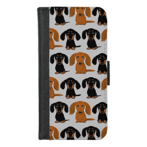 Three Dachshunds  Cute Wiener Dogs iPhone 87 Wallet Case