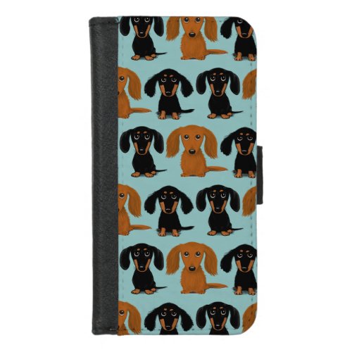 Three Dachshunds  Cute Wiener Dogs iPhone 87 Wallet Case
