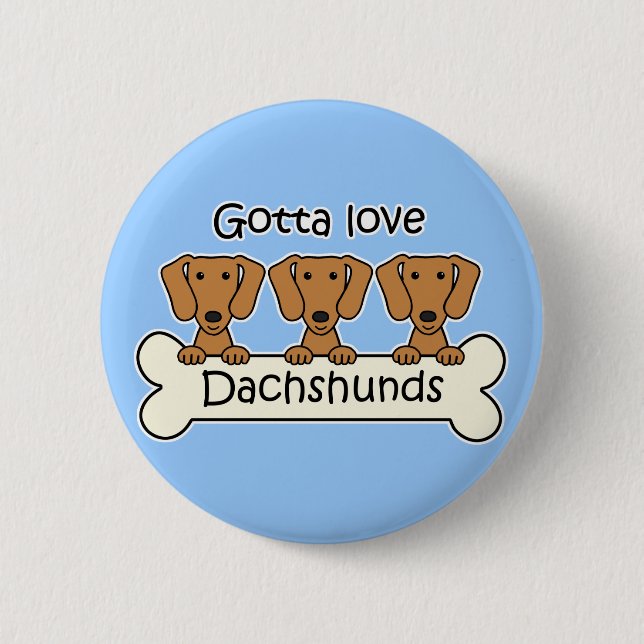 Three Dachshunds Pinback Button (Front)