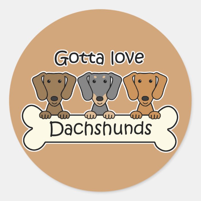 Three Dachshunds Round Sticker