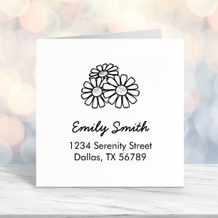 Three Daisies Address Self-inking Stamp