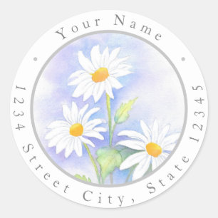 "Three Daisies" Watercolor Labels