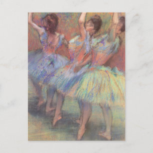 Three Dancers by Edgar Degas, Vintage Ballet Art Postcard